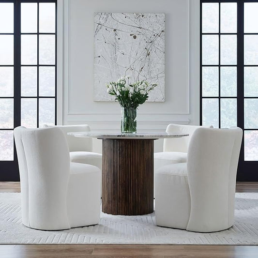 Liberty Furniture Accent Dining Chairs with Castors - Rounded Back - Ivory Upholstry - Set of Four