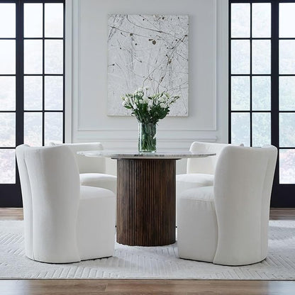 Liberty Furniture Accent Dining Chair with Castors - Rounded Back - Ivory Upholstry