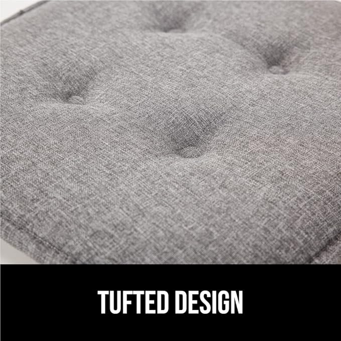 GORILLA GRIP Slip Resistant Tufted Chair Cushions, No Ties Required, Memory Foam Pads for Dining Room Kitchen Table, Office, Rocking Chairs, Plush Seat Cushion Pad, Home Decor, Set of 4, 16x17, Gray