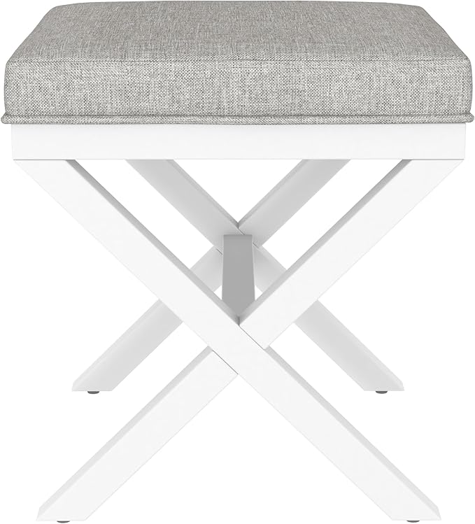 Hillsdale Somerset Backless Wood Vanity Stool for Makeup Room or Bathroom, White
