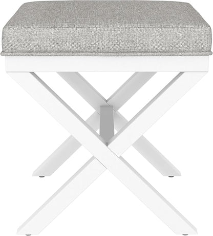 Hillsdale Somerset Backless Wood Vanity Stool for Makeup Room or Bathroom, White