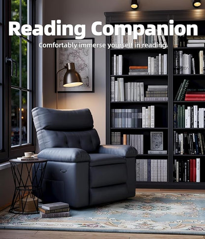 GarveeHome Oversized 27" Recliner Chairs, Classic Manual Leather Recliner, Home Theater Seating with Lumbar & Arms Support for Living Room, Bedroom and Nursery - Grey