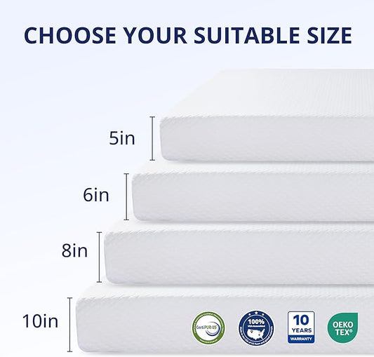 King Mattress 12 Inch Green Tea Memory Foam Mattress for Cool Sleep & Pressure Relief,Medium Feel Support, Fiberglass Free, Bed in a Box, Removable Washable Cover, CertiPUR-US Certified