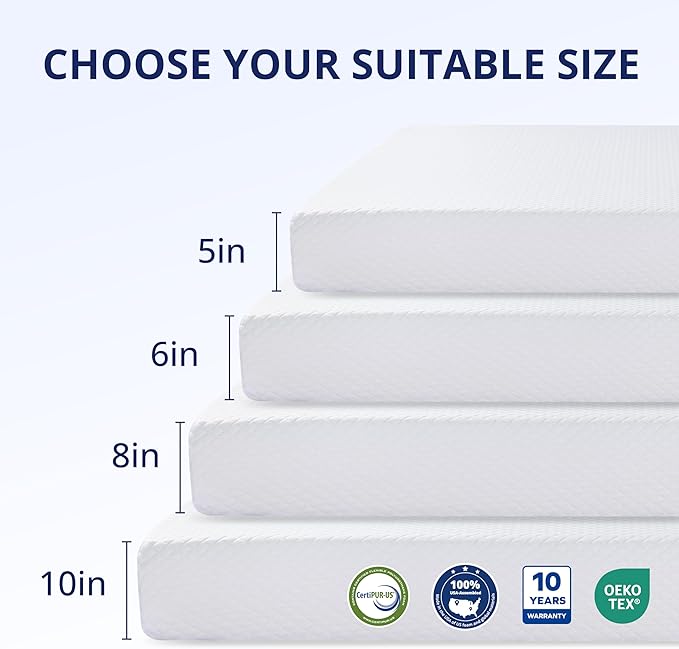 King Mattress 8 Inch Green Tea Memory Foam Mattress for Cool Sleep & Pressure Relief, Medium Feel Support,Fiberglass Free, Bed in a Box, Removable Washable Cover, CertiPUR-US Certified