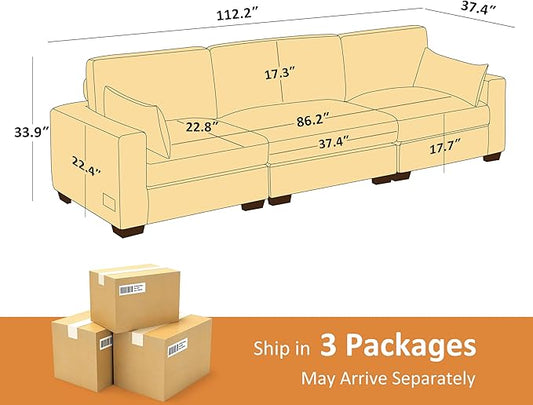 VANOMi Large Modular Sectional Sofa, Oversized Couch with Charging Station, Cloud Couch Deep Seat Sofa with Thick Cushion, Convertible Sectional Couches for Living Room Office Apartment