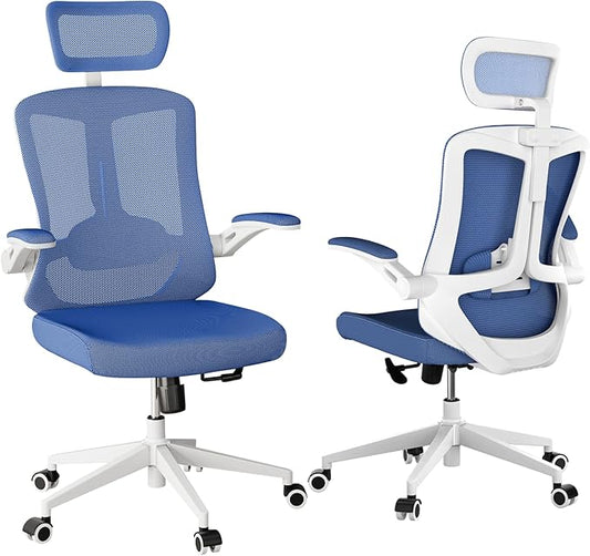 Office Chair,Ergonomic Comfy Home Desk Chair with 350LBS Capacity,High Back Gaming Chair with Wheels,Mesh Computer Chair,Lumbar Support, Adjustable Headrest,Flip-up Armrest