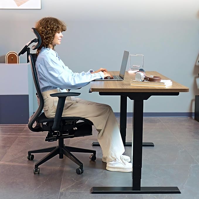 FLEXISPOT OC3 Air Ergonomic Office Chair with Footrest, High Back Computer Chair with Adjustable Lumbar Support/3D Headrest, Desk Chairs for Home Office Gaming Working, Black,Mesh Seat,Air-F