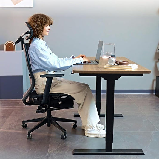 FLEXISPOT OC3 Air Ergonomic Office Chair with Footrest, High Back Computer Chair with Adjustable Lumbar Support/3D Headrest, Desk Chairs for Home Office Gaming Working, Black,Mesh Seat,Air-F