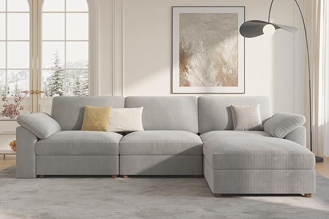 EASE MOOSE Oversized Modular Sectional Sofa, Extra Large L Shape Sectional Cloud Couch,Comfty Deep Modular Sofa with Ottoman，for Living Room