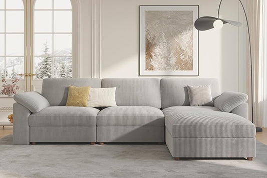 EASE MOOSE Oversized Modular Sectional Sofa, Extra Large L Shape Sectional Cloud Couch,Comfty Deep Modular Sofa with Ottoman，for Living Room