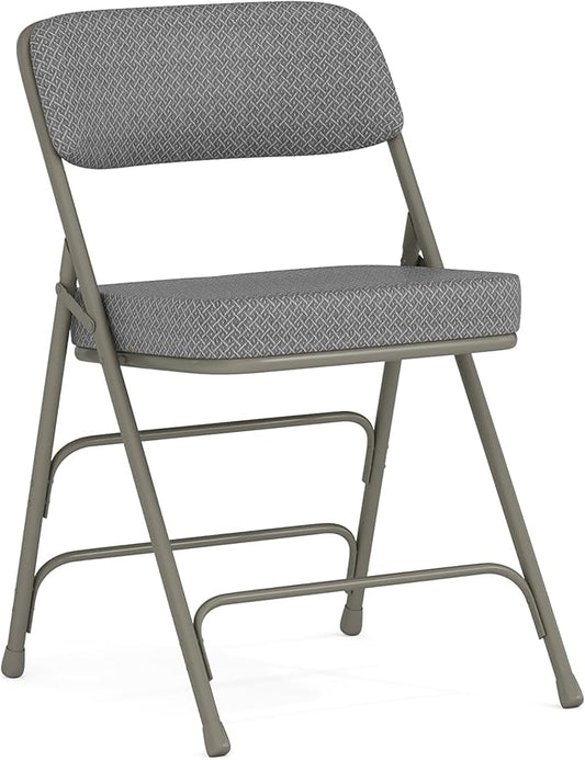 Flash Furniture Hercules Series Metal Folding Chair with Cushioned Seat, Fabric Upholstered Event Chair with 300-lb. Static Weight Capacity, Gray