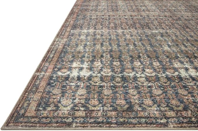 Loloi Amber Lewis Billie Collection, Ocean & Brick 2'-3" x 3'-9" Area Rug – Antique & Distressed Accent Rugs for Living Room, Bedroom, Entryway & Hallway, No Shed High Traffic Area Home Decor Rug