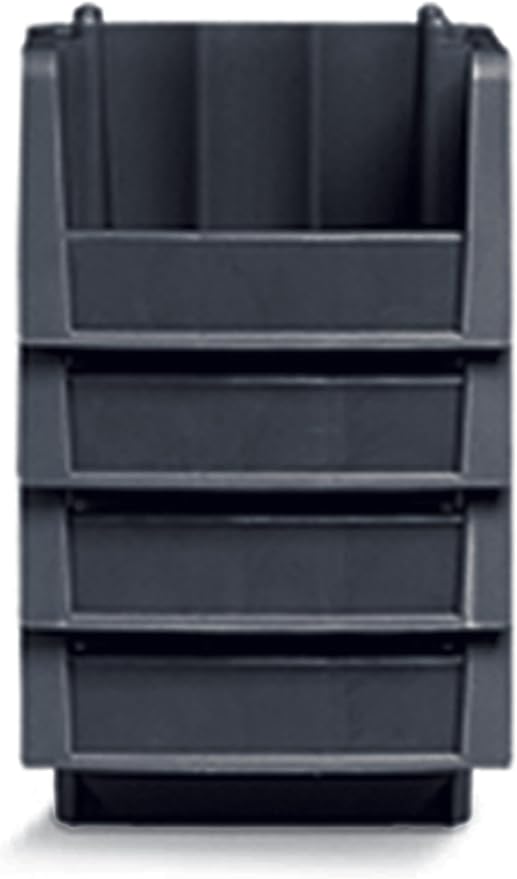 Akro-Mils 30776 Economy Stacking Shelf Plastic Storage Bins, (18-Inch x 6-5/8-Inch x 7-Inch), Black (10-Pack)