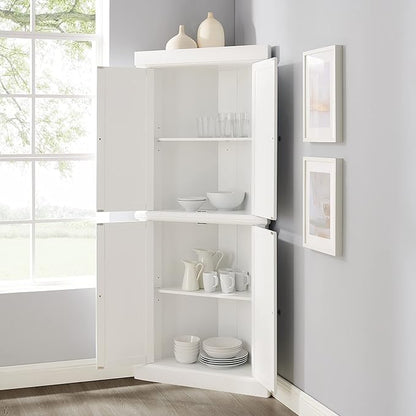 Crosley Furniture Shoreline Tall Pantry Storage Cabinet with Shelves, Kitchen, Dining, or Laundry Room, White