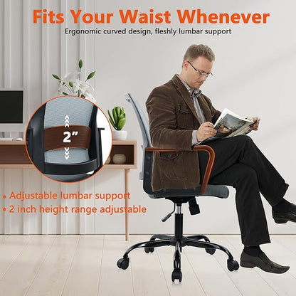 CLATINA Ergonomic Office Chair - Mesh Desk Chair with Lumbar Support, Rolling Comfortable Computer Chairs with Arms for Home Conference, Gray 8 Pack