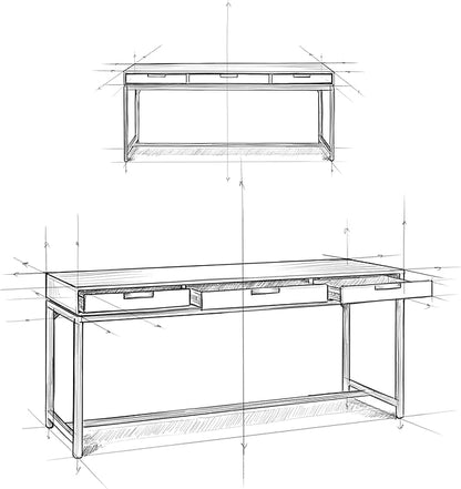 SIMPLIHOME Banting Desk - 72-Inch Wide Solid Hardwood and Metal Writing Desk in Walnut Brown, Modern Industrial Home Office Computer Table for Study with 2 Drawers and Flip-Down Keyboard Tray