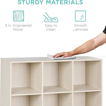 Best Choice Products 9-Cube Storage Organizer, 11in Shelf Opening, Bookcase, Display Shelf, Customizable w/ 3 Removable Back Panels - Whitewash