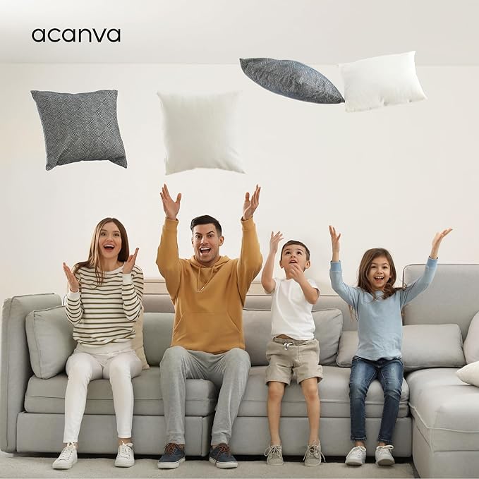 Acanva 24x24 Throw Pillow Inserts Set of 2, Premium Polyester Fiber Fill Square Sham Stuffer Cushion for Sofa, Bed, Couch and Chair, Machine Washable, 24x24 Inch(for 22x22 Cover), White 2 Count