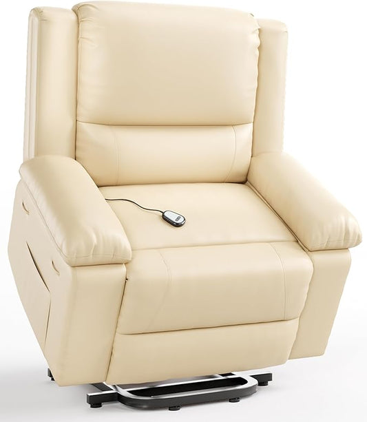 GarveeHome Power Lift Recliner Chair - Heat and Massage, Faux PU Electric Lift Recliner for Elderly & Mobility Impaired, Adjustable Back and Legs, Heavy Duty Lift Chair for Seniors