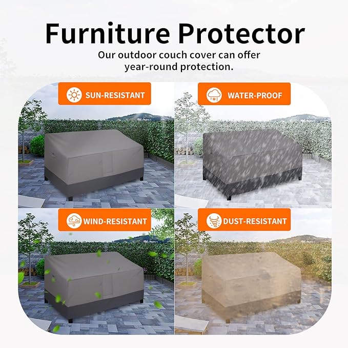 Easy-Going Outdoor Sofa Cover Heavy Duty Patio Furniture Loveseat Couch Bench Cover Windproof Durable (85Wx37Dx35H inch, Gray/Dark Gray)
