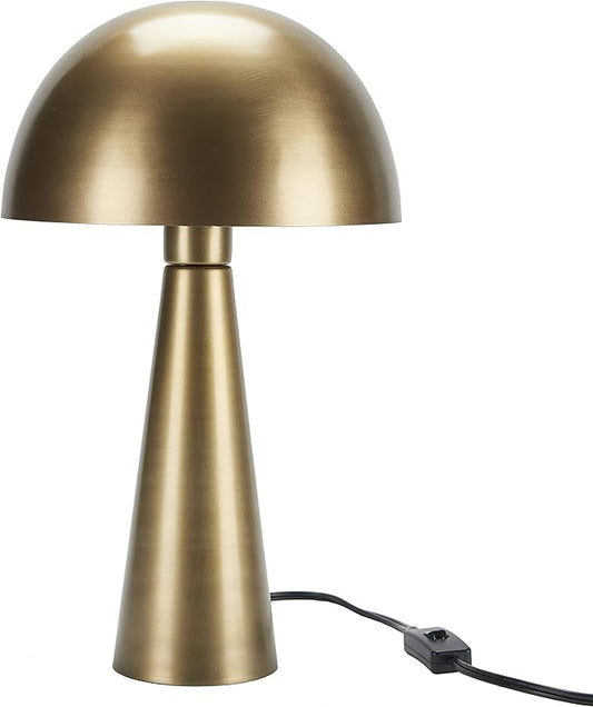 Nourison Home 16" Antique Gold Metal Mushroom Table Lamp, Modern, Retro, Desk Light for Bedroom, Dining, Office, Entryway