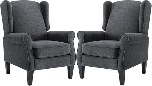 Accent Chair for Living Room Set of 2, High Back Reading Armchairs with Removable Seat Cushion, Mid-Century Single Couch in Fabric, Modern Ergonomic Wingback Chair for Bedroom,Club, Balcony