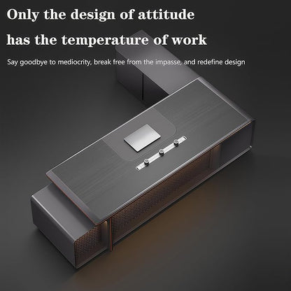Modern Executive Desk, 133.9 inch L Shaped Desk with Storage, L Shape Corner Desk Drawers and Lockable Storage No Installation Required Without Display Racks and Bookshelves