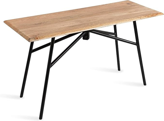 Kate and Laurel Pallson Modern Bench, 36 x 14 x 20, Natural Wood and Black, Decorative Boho Decor for Storage and Display