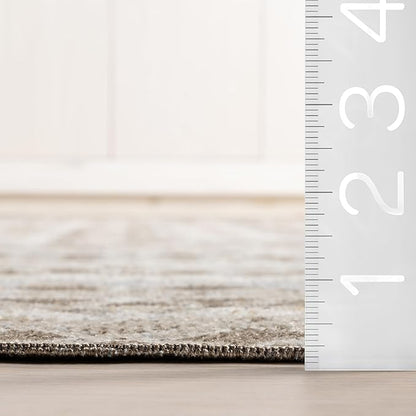 nuLOOM Carley Geometric 3'3" x 5' Machine Washable Accent Rug for Living Room Bedroom Dining Room Entryway Kitchen, Beige/Ivory