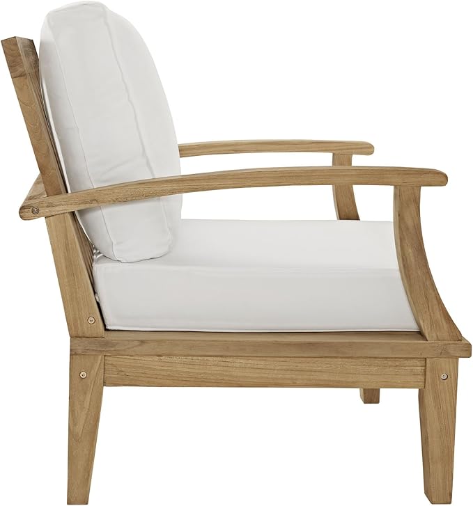 Modway Outdoor 3-Piece Marina Patio Teak Sofa Set, Natural White