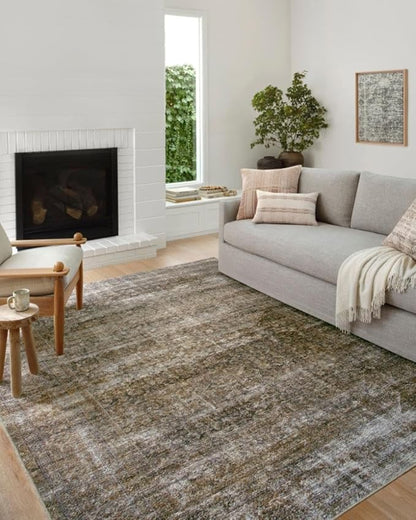 Loloi Amber Lewis Billie Collection, Tobacco & Rust 2'-6" x 9'-6" Area Rug – Antique & Distressed Accent Rugs for Living Room, Bedroom, Entryway & Hallway, No Shed High Traffic Area Home Decor Rug