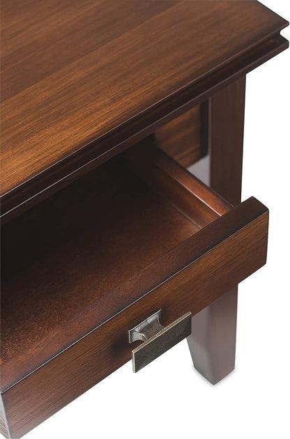 SIMPLIHOME Artisan SOLID WOOD 21 inch Wide Square Transitional End Side Table in Russet Brown for the Living Room and Bedroom