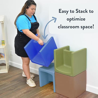 Children's Factory Cube Chairs, Set-4, Woodland CF910-047, Classroom Furniture, Kids Daycare and Preschool Flexible Seating, Toddler Reading Chair