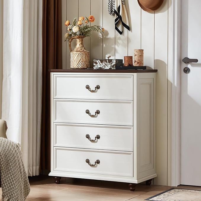 Bedroom Sets, 54" Wide 7 Drawers Dresser and 37" Tall 4 Drawers Dresser, Wooden 2 Piece Bedroom Furniture Set, Chest of Drawer for Bedroom, Home, Living Room, Hallway, White