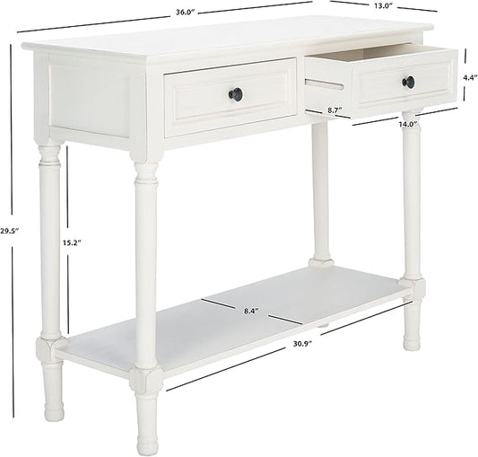 Safavieh Home Collection Tate Distressed White 2-Drawer Bottom Shelf Console Table