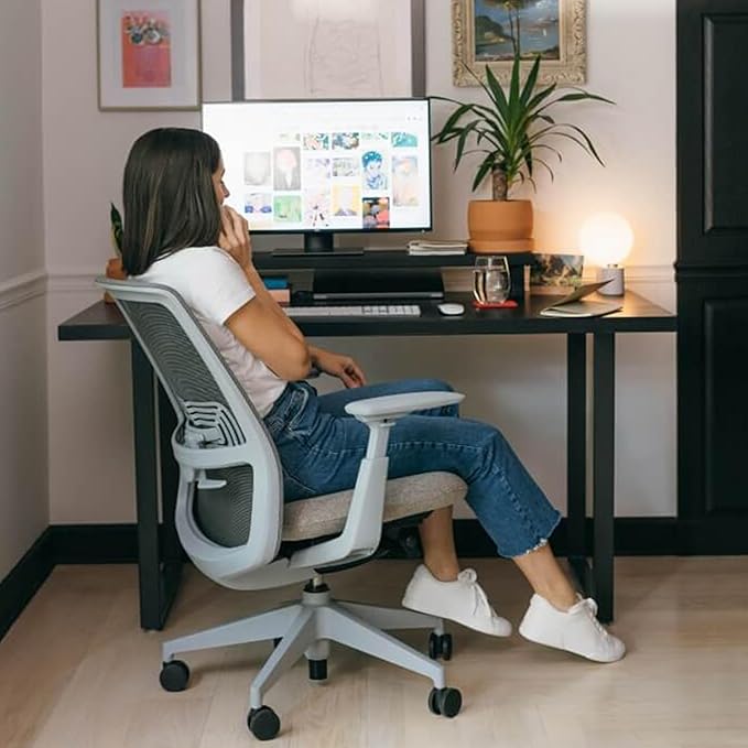 Haworth Soji Office Chair with Ergonomic Adjustments and Lumbar Support, Flexible Mesh Back (Clay)