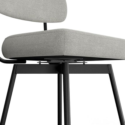 SIMPLIHOME Giselle Counter Stools (Set of 2) - 24 Inch Seat Height Swivel Upholstered Metal Kitchen Stools in Light Grey Polyester Linen, Contemporary Modern Seating with Padded Seat and Backrest