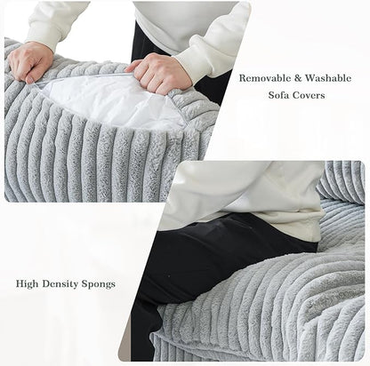 Modular Sectional Sofa, 118.11" Oversized Cloud Sectional Couch,3 Seat Comfy Modern Sectional Couches for Living Room,Plush Sofa Cushion Covers Removable,Gray