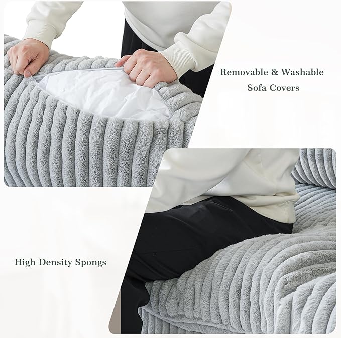 Modular Sectional Couches for Living Room, 157.48" Oversized Cloud Couch, 4 Deep Seat Comfy Modular Sofa for Home, Plush Sofa Cushion Covers Removable, Gray
