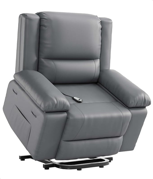 GarveeHome Oversized Wide Power Lift Recliner Chair - Heat and Massage, Adjustable Back and Legs, PU Leather Electric Lift Chair Designed for The Elderly and People with Mobility impaired