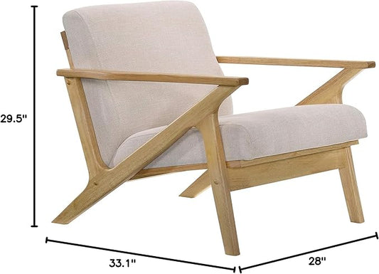 Zola Mid Century Modern Lounge Chair (Oak/Beige)