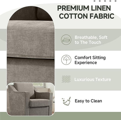 UIXE Swivel Accent Chair, Chenille Fabric Upholstered Arm Chair for Living Room, Modern Club Armchair Comfy Single Sofa Bedroom Reading Seat with Lumbar Pillow - Sand