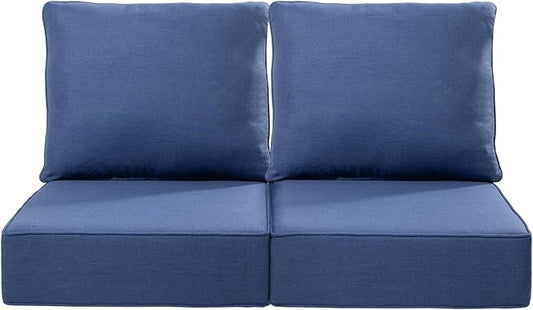 Luxury 24x24x6 Inch Outdoor Seat Cushions - Set of 2 Water Resistant Patio Chair Comfortable Cushion for Porch Set Rattan Dining Rocker Glider Loveseat Couch Sectional Sofa - Navy Blue