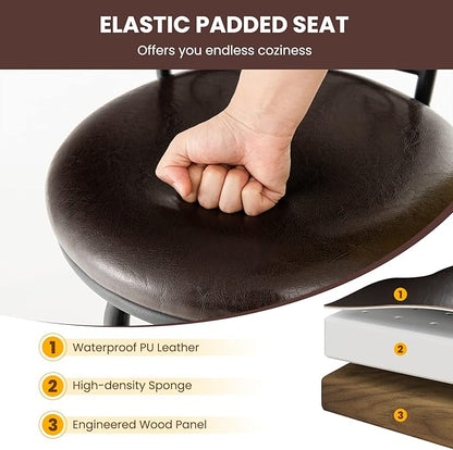 COSTWAY Bar Stools for Kitchen Island, 24/30 Inch Adjustable Seat Height Swivel Barstools Set of 2, Cushioned Seat & Cozy Backrest, Extra Leg Tubes for Height Adjustment, for Kitchen, Bar (2)