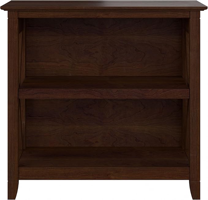 Bush Furniture Key West Small 2 Shelf Bookcase in Bing Cherry, Compact Home Organizer, Vertical Storage Solution, Bookshelf for Office or Living Room