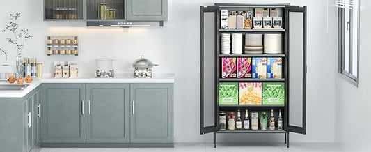 73" Metal Storage Cabinet, 5 Tiers Adjustable shelfs Tool Storage File Garage, Assembly Needs, Warehouse, Basement, Utility Room Standard Office Storage Cabinet(Black)