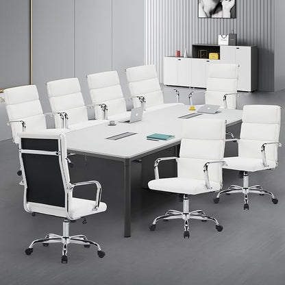 Office Chair, Ergonomic Adjustable Desk Chair, Mid Back Executive Comfortable Leather Lumbar Support Home Computer Chair with Padded Seat Swivel Wheels