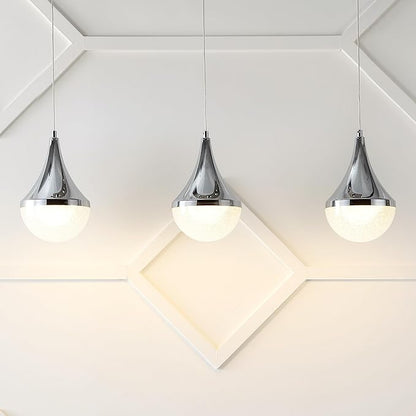 JONATHAN Y JYL7121A Elyse Teardrop 33" 3-Light Modern Mid-Century Iron/Acrylic Integrated Linear LED Pendant French Country,Vintage,Bohemian, Chrome/White