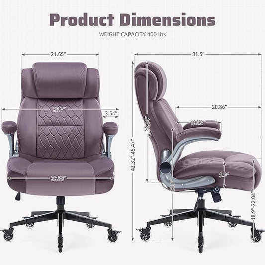 Large High Back Office Chair with Flip Arms- Executive Desk Chair with Locking Wheels, Adjustable Lumbar Support, Ergonomic Breathable Fabric Computer Chair Prevents Cats Scratching
