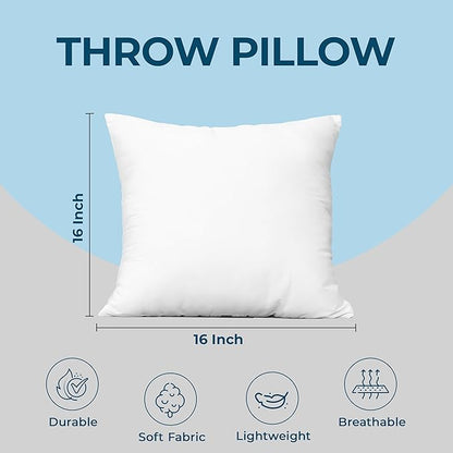 Utopia Bedding Throw Pillows (Set of 4, White), 16 x 16 Inches Pillows for Sofa, Bed and Couch Decorative Stuffer Pillow